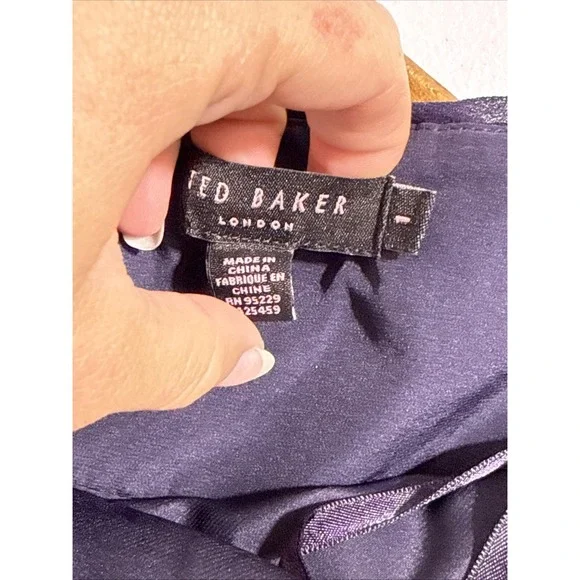 Ted Baker Dress Womens Size 1 Strapless Sleeveless Zip 100% Silk‎ Pleats - Picture 9 of 16